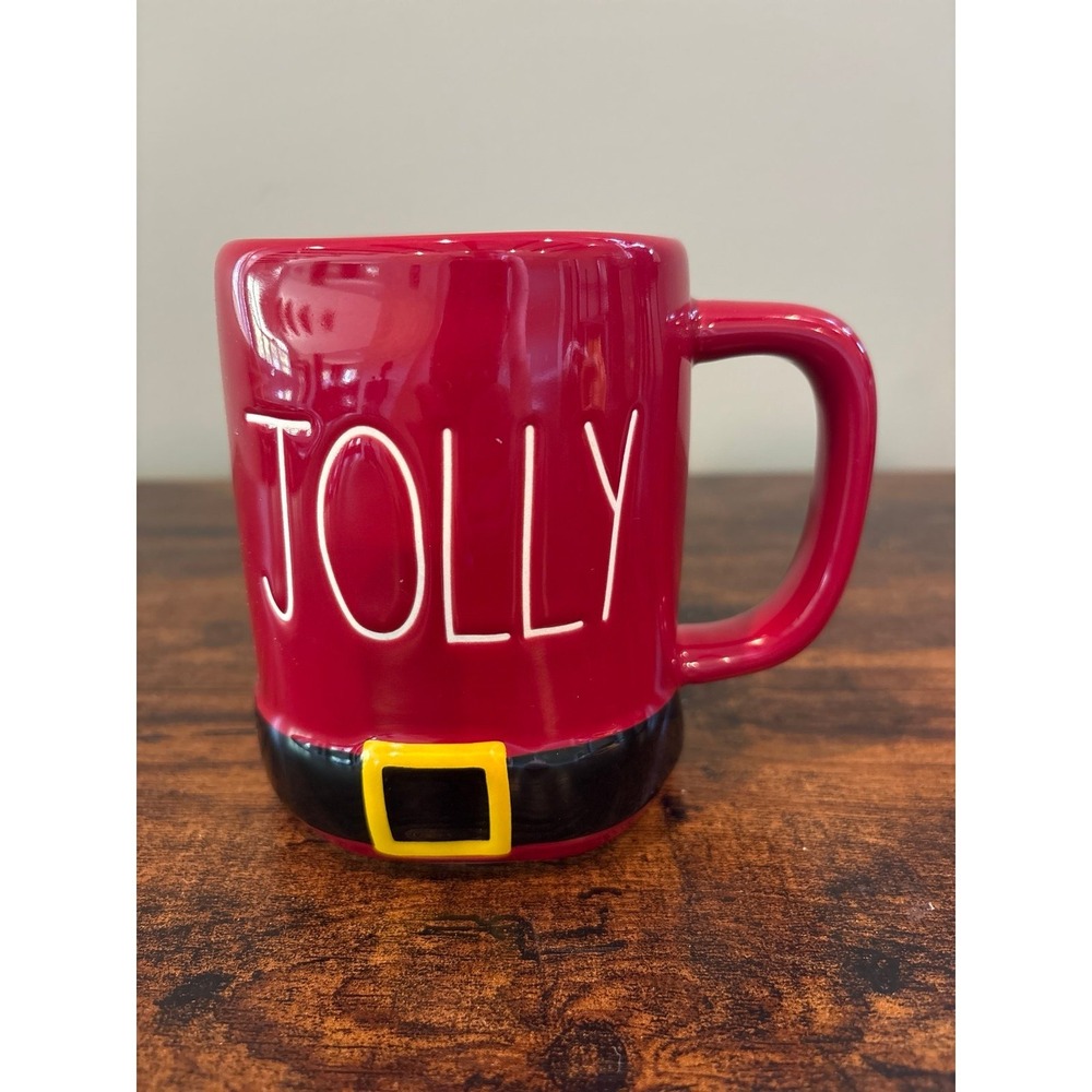 Rae Dunn Santa Belt JOLLY Mug Coffee Cup Christmas Holiday